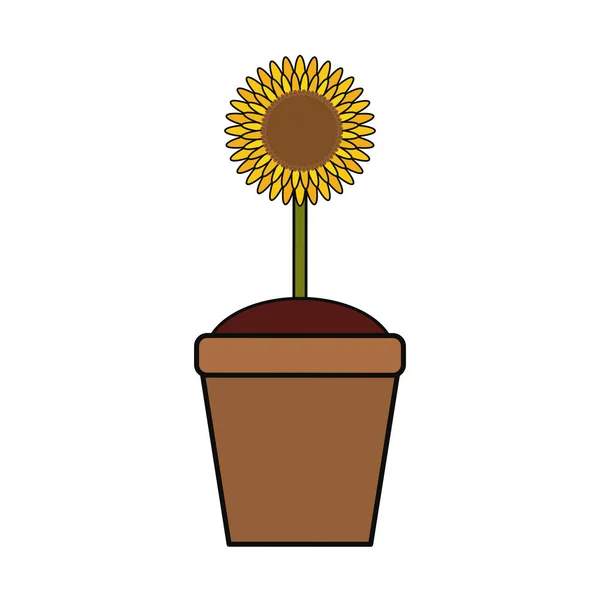 Krásná Květina Hrnci Ikonu Vektorové Ilustrace Grafický Design — Stockový vektor