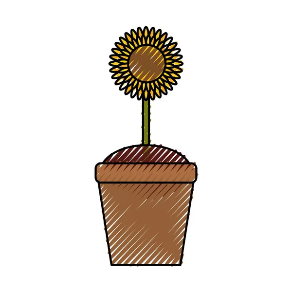Krásná Květina Hrnci Ikonu Vektorové Ilustrace Grafický Design — Stockový vektor