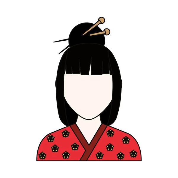 Γκέισα Ιαπωνική Γυναίκα Εικονίδιο Εικονογράφηση Διάνυσμα Γραφικού Σχεδιασμού — Διανυσματικό Αρχείο