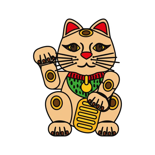 Maneki Neko Suerte Gato Icono Vector Ilustración Diseño Gráfico — Archivo Imágenes Vectoriales