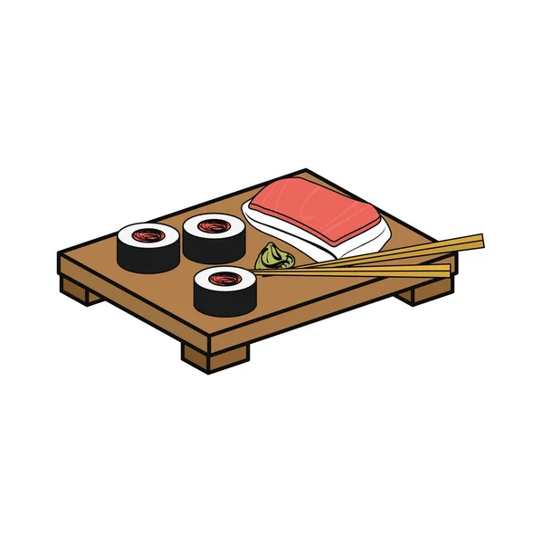 Sushi Finom Japán Ételeket Ikon Vektoros Illusztráció Grafikai Tervezés — Stock Vector