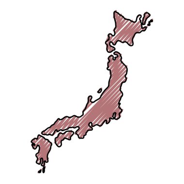 Japonya Haritası siluet simge vektör çizim grafik tasarım