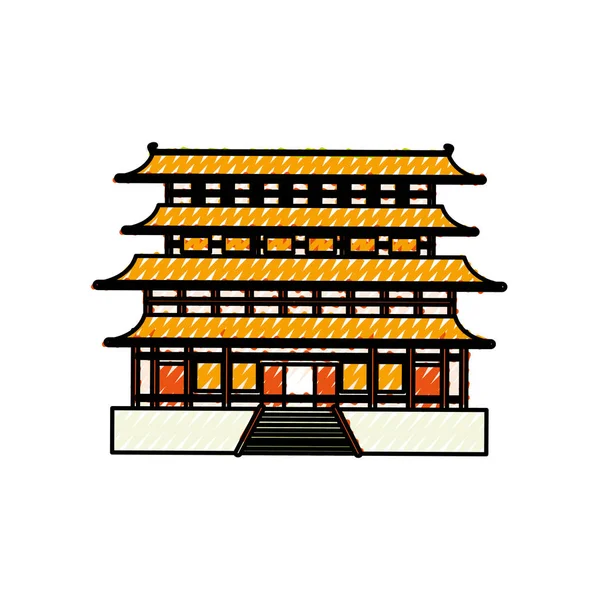 Simge Vektör Çizim Grafik Tasarım Bina Japonca Tapınak — Stok Vektör