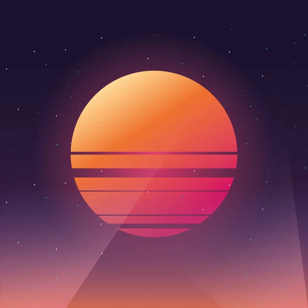 Fundo retro design de paisagem futurista — Vetor de Stock