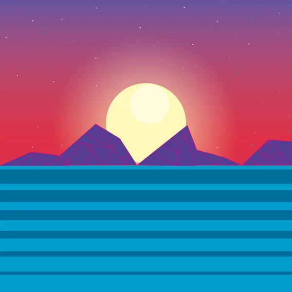 Fundo retro design de paisagem futurista —  Vetores de Stock