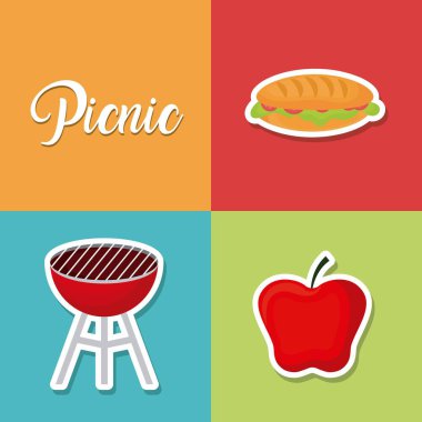 Piknik yaz simge kümesi