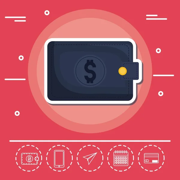 M-cüzdan Fintech yatırım finansal Internet teknoloji kavramı — Stok Vektör