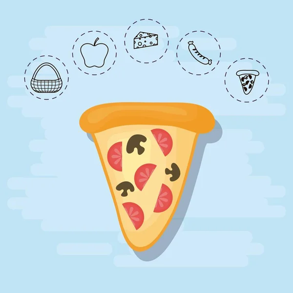 Pizza pour pique-nique familial d'été — Image vectorielle