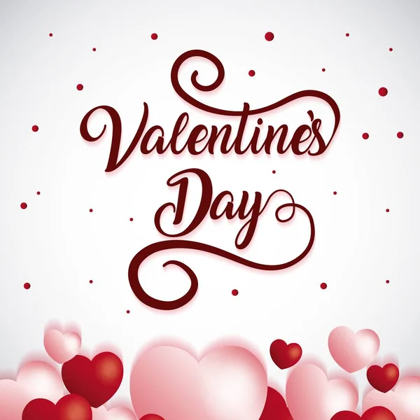 Happy Valentines Day typography on hearts decorated background — Stock Vector