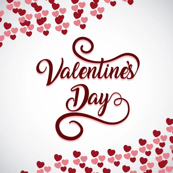 Happy Valentines Day typografie op hart ingericht achtergrond — Stockvector