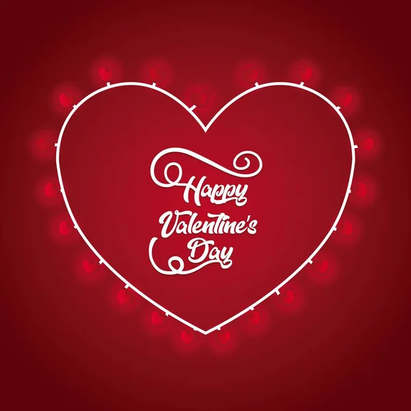 Happy Valentijnsdag belettering kaart met hart — Stockvector