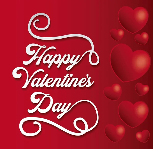 Feliz Dia dos Namorados tipografia em corações fundo decorado — Vetor de Stock