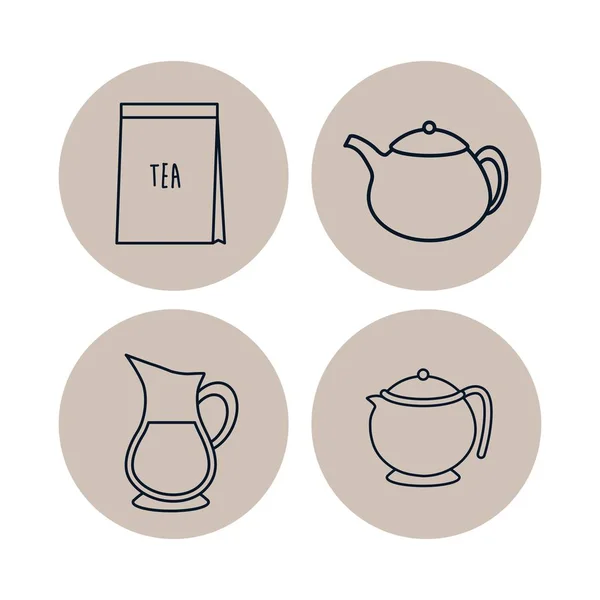 Conjunto de ícones de chá — Vetor de Stock