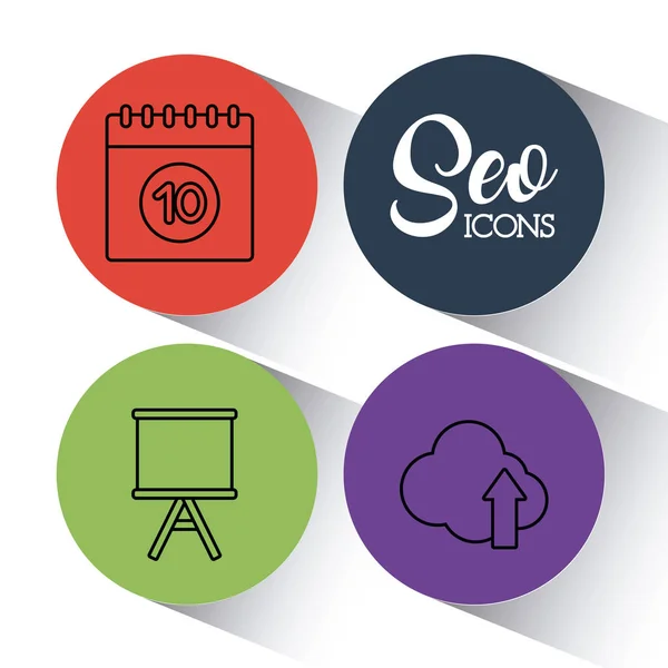 SEO optimalizace a marketing ikona vyhledávač — Stockový vektor