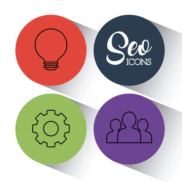 SEO optimalizace a marketing ikona vyhledávač — Stockový vektor