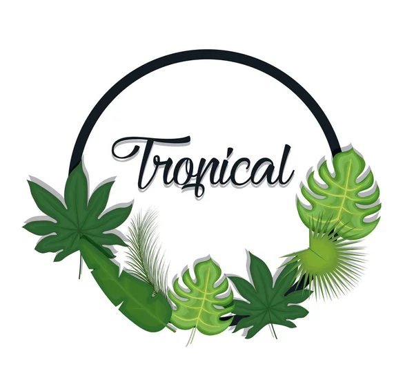 Trendy summer tropical leaves banner — Stock Vector