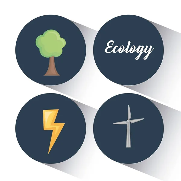 Ecología energía limpia iconos — Vector de stock