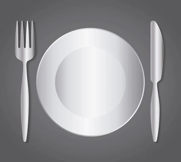 Maträtt gaffel kniv bestick symbol — Stock vektor