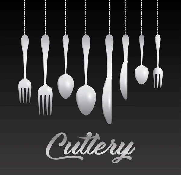 Silver cutlery collection — Stock Vector