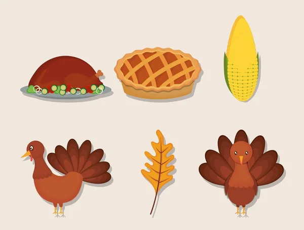 Ensemble de saison de vacances de Thanksgiving — Image vectorielle
