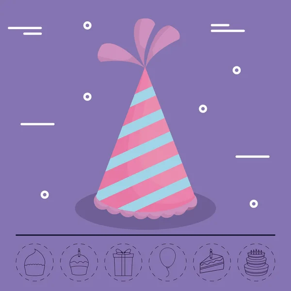 幸せな誕生日の帽子デザイン — ストックベクタ