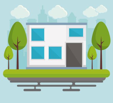 ev ve ağaçlar simgesi