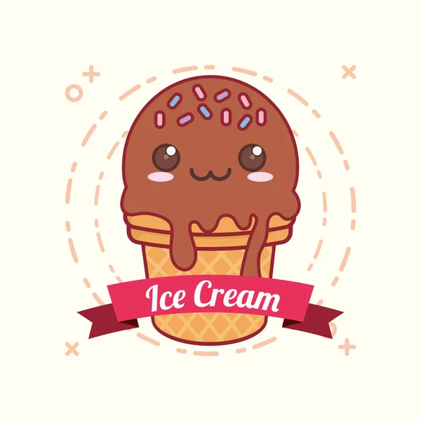 Kawaii Crème glacée design — Image vectorielle