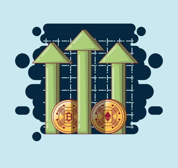 Koncepce designu kryptoměn — Stockový vektor