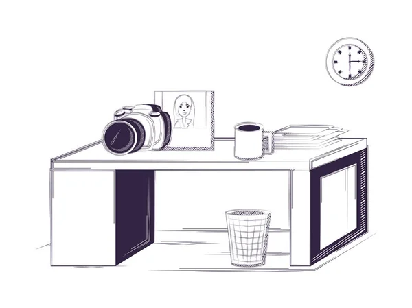 办公桌和办公用品设计 — 图库矢量图片