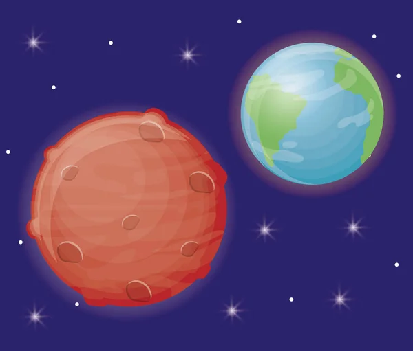 Erd-Planet und Mars-Symbol — Stockvektor