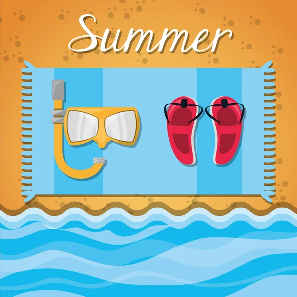 Set summer icon over sand and beach — Stock Vector