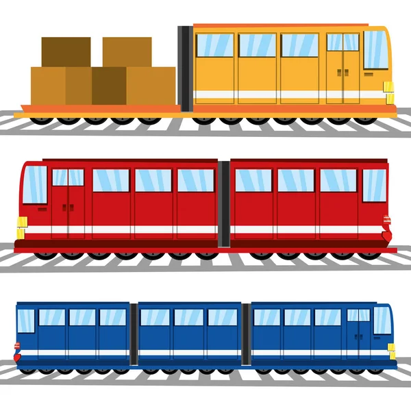 Flat set icon train transportation — Stock Vector