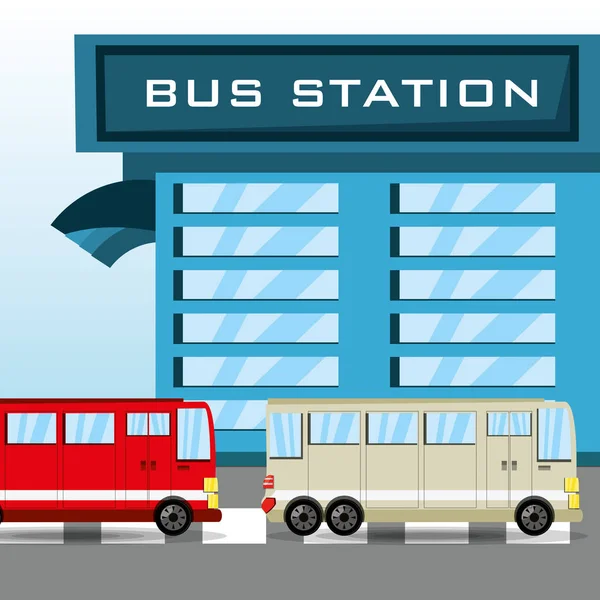 Autobús en el transporte de la estación — Vector de stock