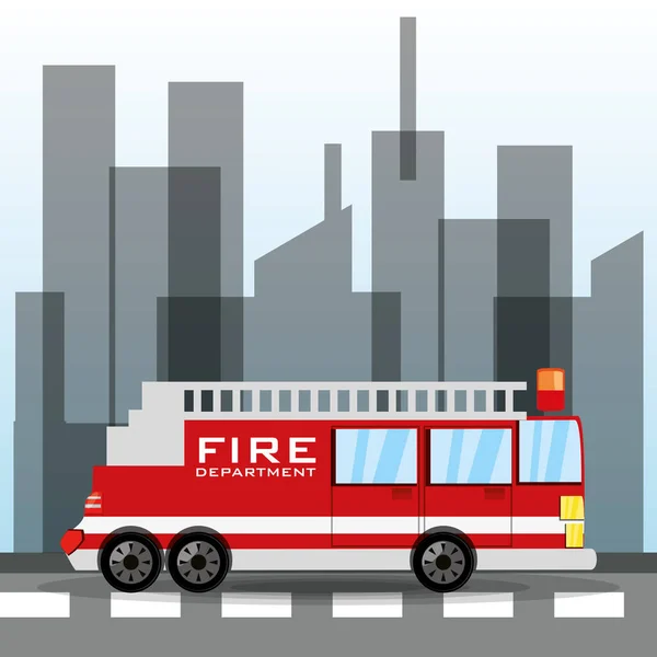 Firetruck transiting for the city — Stock Vector