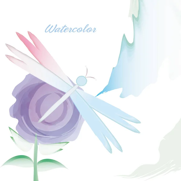 Acuarela flor tarjeta decoración diseño — Vector de stock