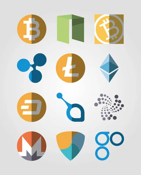 Symbole des Kryptowährungsdesigns — Stockvektor