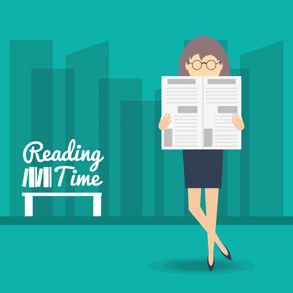 Kobieta czytanie gazety — Wektor stockowy