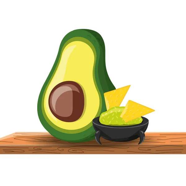 Mexican cuisine dish made with avocado — Stock Vector