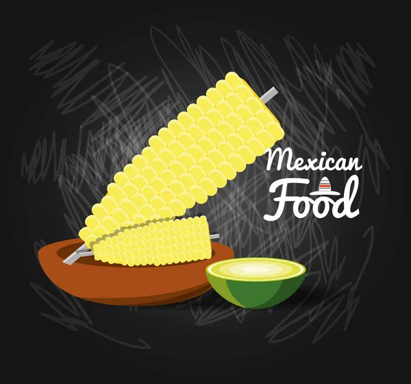 Comida tradicional mexicana con maíz — Vector de stock