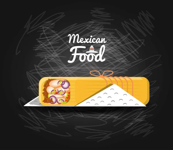 Burrito comida tradicional mexicana — Vetor de Stock