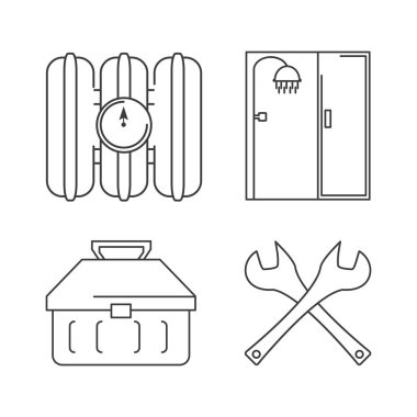 Sıhhi tesisat düz set simgesi araçları