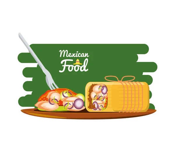 Diseño de alimentos tradicionales mexicanos — Vector de stock