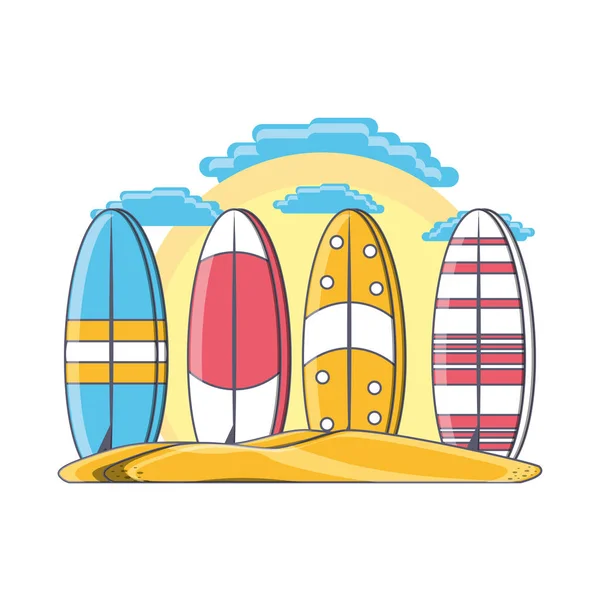 Surfboard on the beach design — Stock Vector