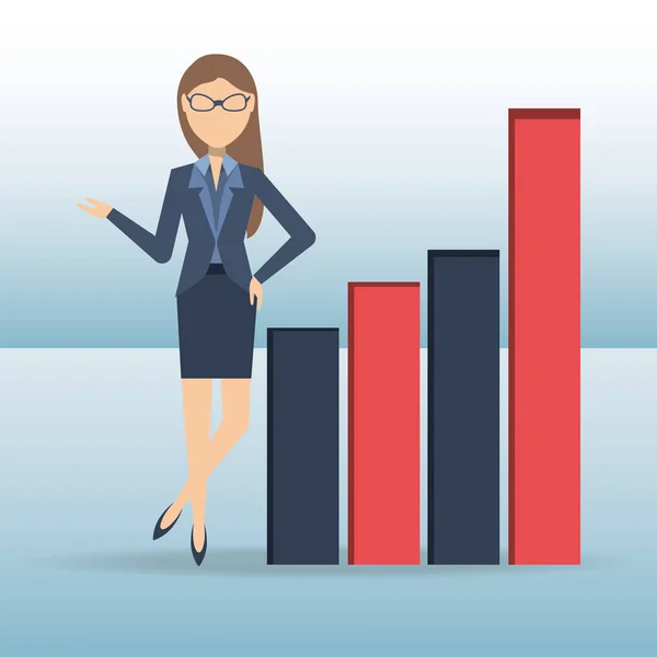 Erfolgreiche Geschäftsfrau zeigt Wachstumshoroskop — Stockvektor