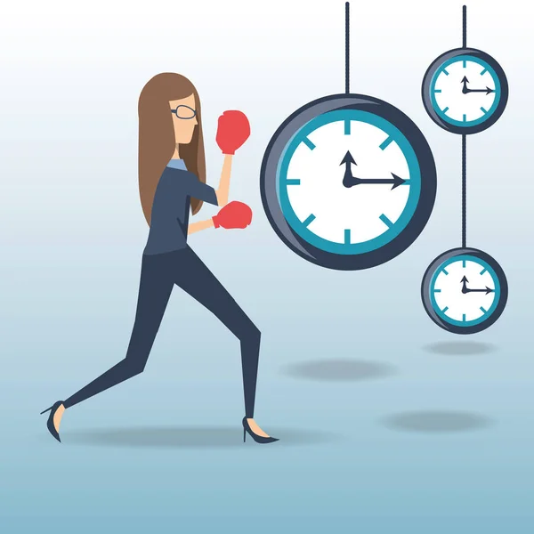 Бізнес-леді важкий робочий час тиск — стоковий вектор