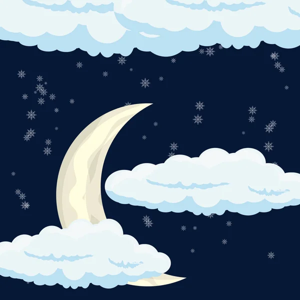 Design lune et nuages — Image vectorielle