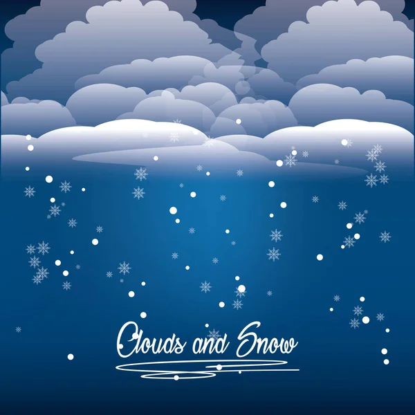 Σύννεφα και χιόνι σχεδιασμού — Διανυσματικό Αρχείο