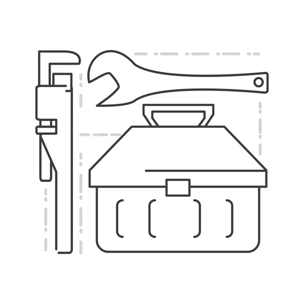 Ensemble plat icône outils plomberie — Image vectorielle