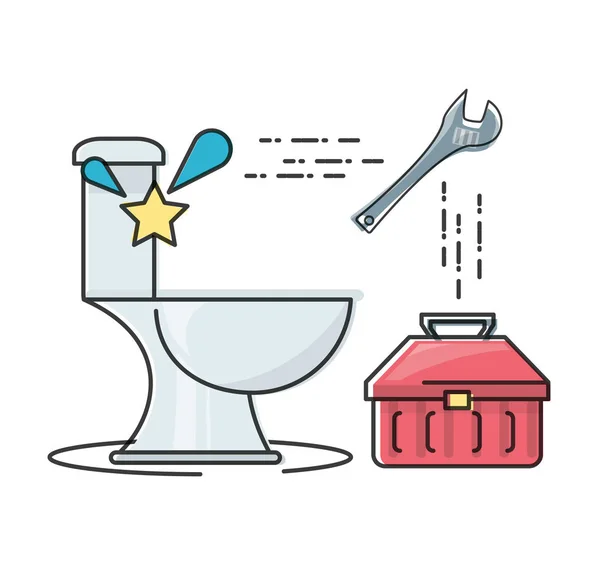 Flat set ícone banheiro e ferramentas de encanamento — Vetor de Stock