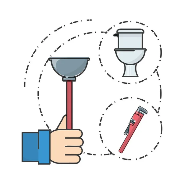 Сантехника и сантехника с плоским набором — стоковый вектор